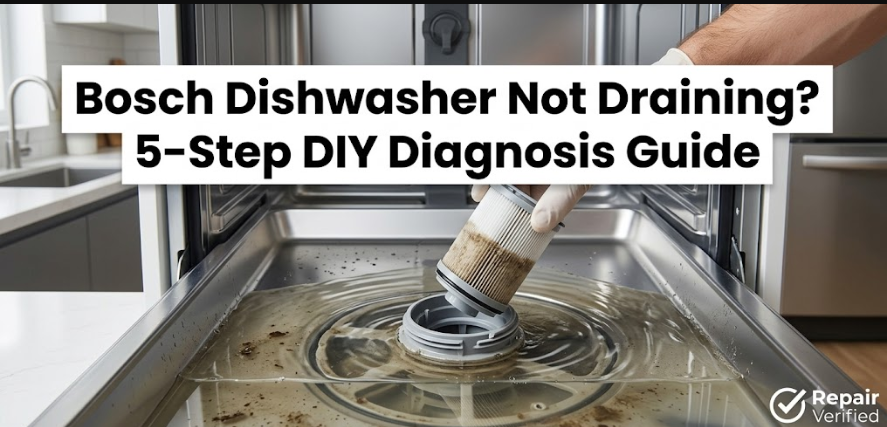 Bosch dishwasher not draining standing water troubleshooting in Naperville
