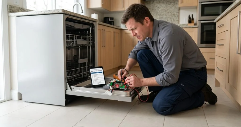 Bosch Appliance Repair in Naperville IL technician repairing a Bosch dishwasher